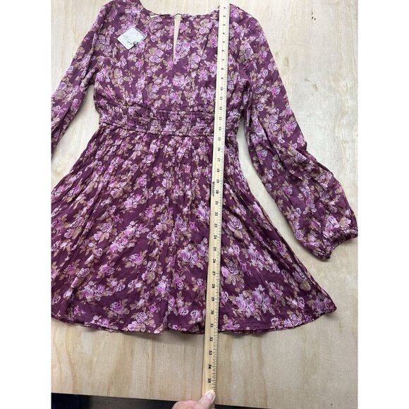 Free People Keep You Floral Print V-Neck Long Sleeve Mini Dress, Size XS Smocked - Picture 5 of 6